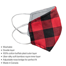 Load image into Gallery viewer, POOK MASK ( Red/Black Plaid)