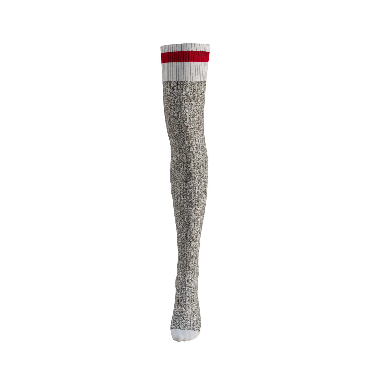 POOK Thigh High Knee Socks Grey Red Trim Cotton Socks – Pook USA
