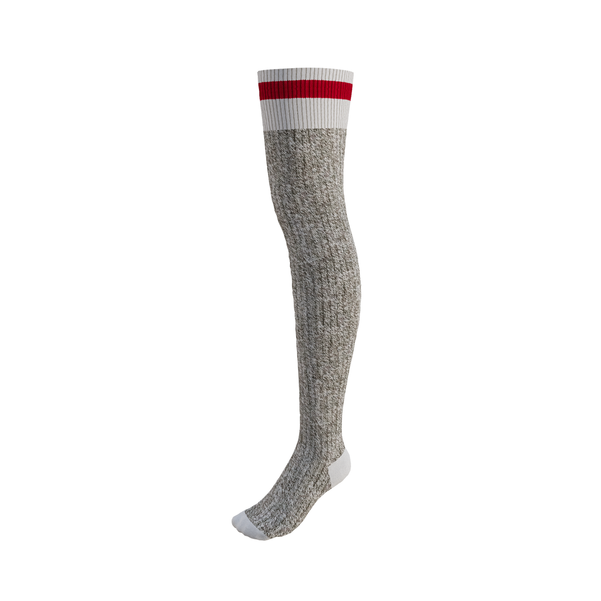 POOK Thigh High Knee Socks Grey Red Trim Cotton Socks – Pook USA
