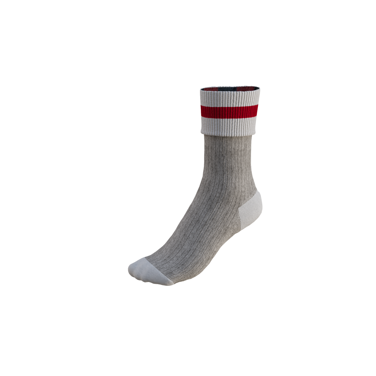 POOK Super Socks Grey Red Trim Fleeced Lined Slipper Socks Slippers ...