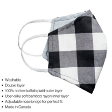 Load image into Gallery viewer, POOK PPE MASK (Black/Grey Plaid)