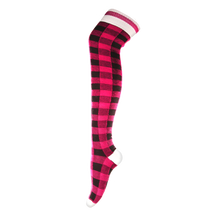 Load image into Gallery viewer, Pook Thigh High Sky Highs - Pink Plaid