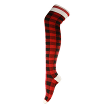 Load image into Gallery viewer, Pook Thigh High Sky Highs - Red Plaid